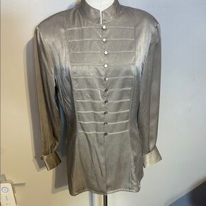 Vintage button up military style blouse Size 10